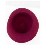 Fedora Hat - Burgundy Wool Felt with Black Lace Band