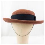 Brown Wool Felt Hat with Wide Brim & Black Grosgrain Band