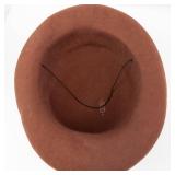 Brown Wool Felt Hat with Wide Brim & Black Grosgrain Band