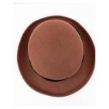 Brown Wool Felt Hat with Wide Brim & Black Grosgrain Band