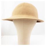Vintage Tan Felt Cloche Hat - Wide Brim