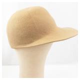 Vintage Tan Felt Cloche Hat - Wide Brim