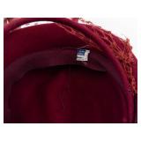 Burgundy Velvet Pillbox Hat with Feather & Netting