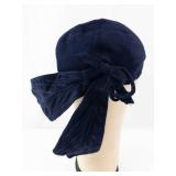 Navy Blue Turban Headscarf with Tails - Vintage Style Fabric Wrap