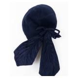 Navy Blue Turban Headscarf with Tails - Vintage Style Fabric Wrap