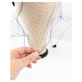 Navy Velvet Pillbox Hat with Net Veil - Vintage Fascinator