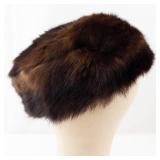 Fur Hat - Brown with Crystal Brooch