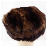Fur Hat - Brown with Crystal Brooch