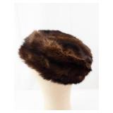 Fur Hat - Brown with Crystal Brooch