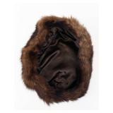 Fur Hat - Brown with Crystal Brooch