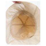 Beige Cloche Hat with Wide Satin Ribbon Band - Vintage Style