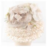 Hat - Vintage Ivory Floral Petal Crown with Veil - Union Made