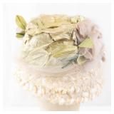 Hat - Vintage Ivory Floral Petal Crown with Veil - Union Made