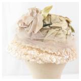 Hat - Vintage Ivory Floral Petal Crown with Veil - Union Made
