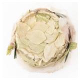 Hat - Vintage Ivory Floral Petal Crown with Veil - Union Made