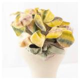 Vintage Pink Velvet Hat - Floral Yellow Leaves with Netting