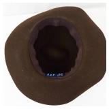 GAP Brown Felt Fedora Hat - Wide Brim Size M/L with Yellow Feather