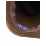 GAP Brown Felt Fedora Hat - Wide Brim Size M/L with Yellow Feather