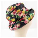 Cutts Floral Brocade Hat - Black Floral Tapestry with Mesh Interior