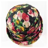 Cutts Floral Brocade Hat - Black Floral Tapestry with Mesh Interior