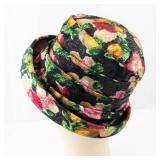 Cutts Floral Brocade Hat - Black Floral Tapestry with Mesh Interior