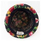 Cutts Floral Brocade Hat - Black Floral Tapestry with Mesh Interior