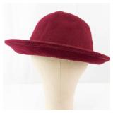 Burgundy Velvet Felt Hat - Wide Brim Fedora Style