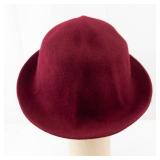 Burgundy Velvet Felt Hat - Wide Brim Fedora Style