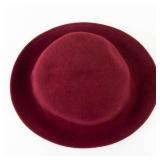 Burgundy Velvet Felt Hat - Wide Brim Fedora Style