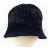 Boutique New York Montreal Black Velvet Cloche Hat with Net Veil