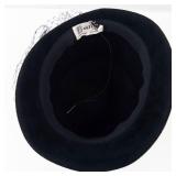 Boutique New York Montreal Black Velvet Cloche Hat with Net Veil