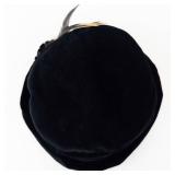 Velvet Cloche Hat with Feather & Flower Accent - Black, Medium