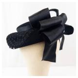 Merrimac Hat Corp Wool Pillbox Hat with Netting & Satin Bow - Black