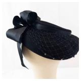 Merrimac Hat Corp Wool Pillbox Hat with Netting & Satin Bow - Black