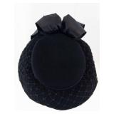 Merrimac Hat Corp Wool Pillbox Hat with Netting & Satin Bow - Black