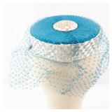 Jo-Leen Creation Fascinator Headpiece - Blue Net Veil with Hair Comb