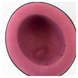 Pink Felt Cloche Hat With Black Ribbon & Floral Accent