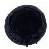 Clover Lane Black Velvet Cloche Hat with Net Overlay and Bow