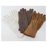 Vintage ladies Leather Gloves - Brown, White & Gray Assorted Pairs (Used)