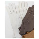 Vintage ladies Leather Gloves - Brown, White & Gray Assorted Pairs (Used)