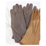 Vintage ladies Leather Gloves - Brown, White & Gray Assorted Pairs (Used)