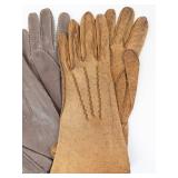 Vintage ladies Leather Gloves - Brown, White & Gray Assorted Pairs (Used)