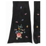 Black Long Gloves - Floral Embroidery Motif, Opera Length Pair