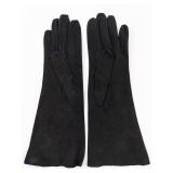 Black Long Gloves - Floral Embroidery Motif, Opera Length Pair