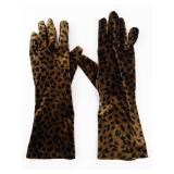 Vintage Leopard Print Long Gloves - Women