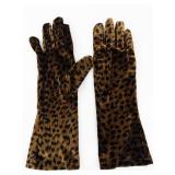 Vintage Leopard Print Long Gloves - Women