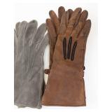Vintage Leather Gauntlet Gloves - White, Gray & Brown (3 Pairs)