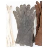 Vintage Leather Gauntlet Gloves - White, Gray & Brown (3 Pairs)