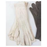 Vintage Leather Gauntlet Gloves - White, Gray & Brown (3 Pairs)