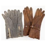 Vintage Leather Gauntlet Gloves - White, Gray & Brown (3 Pairs)